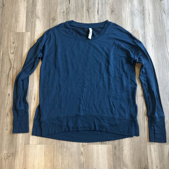 Athleta Modal Coaster Luxe Pullover Crewneck Sweatshirt Blue Size Small - Picture 2 of 8